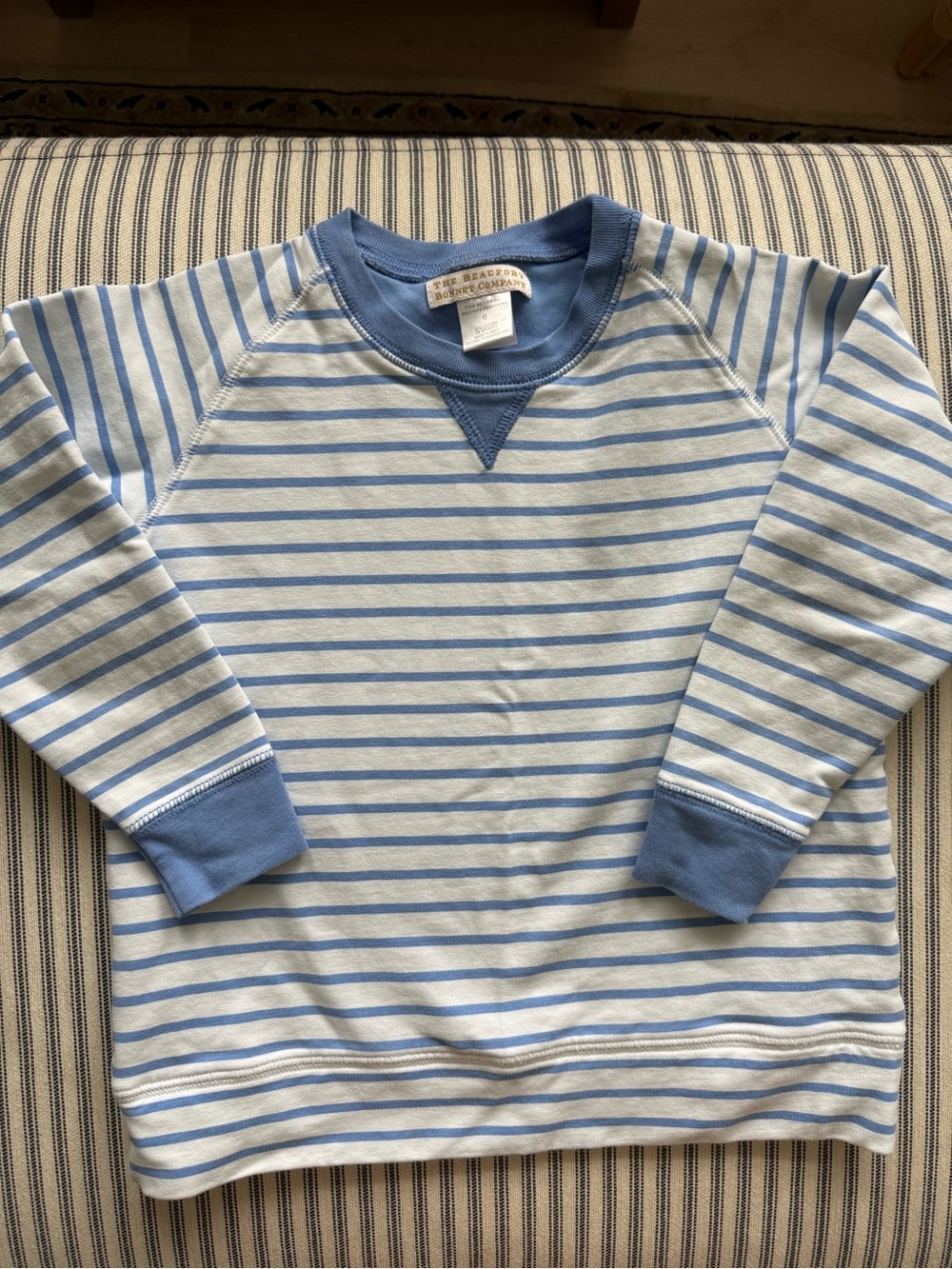 TBBC Blue & White Striped Kids Sweatshirt - Classic Crew